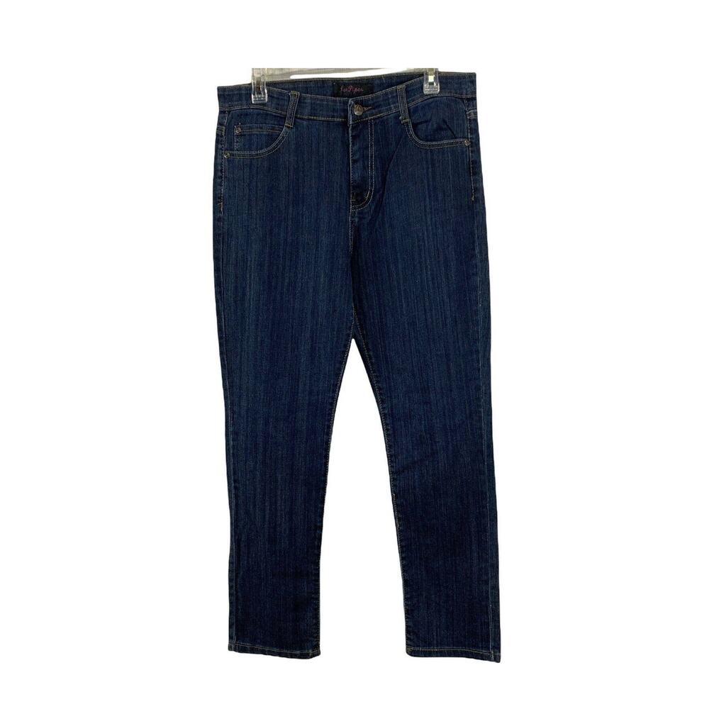 Lee Pipes Womens Straight Leg Jeans Size 34 High Rise Denim Blue Dark Wash